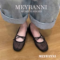 Giày Búp Bê MEYBANNI Mũi Vuông Lưới Mềm Quai Nơ Thắt Chéo Tiểu Thư-C650 6