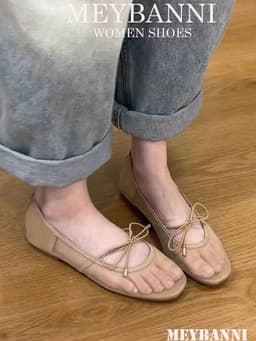 Giày Búp Bê MEYBANNI Mũi Vuông Lưới Mềm Quai Nơ Thắt Chéo Tiểu Thư-C650 7