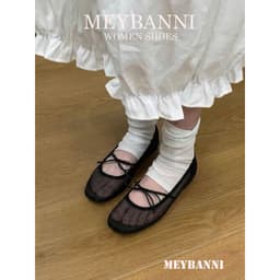 Giày Búp Bê MEYBANNI Mũi Vuông Lưới Mềm Quai Nơ Thắt Chéo Tiểu Thư-C650 2