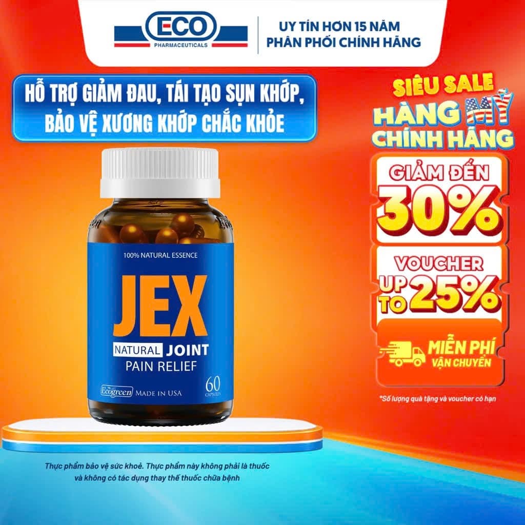[Hộp 60v] Viên Uống Giảm Đau Xương Khớp JEX Ecogreen Tái Tạo Sụn Khớp