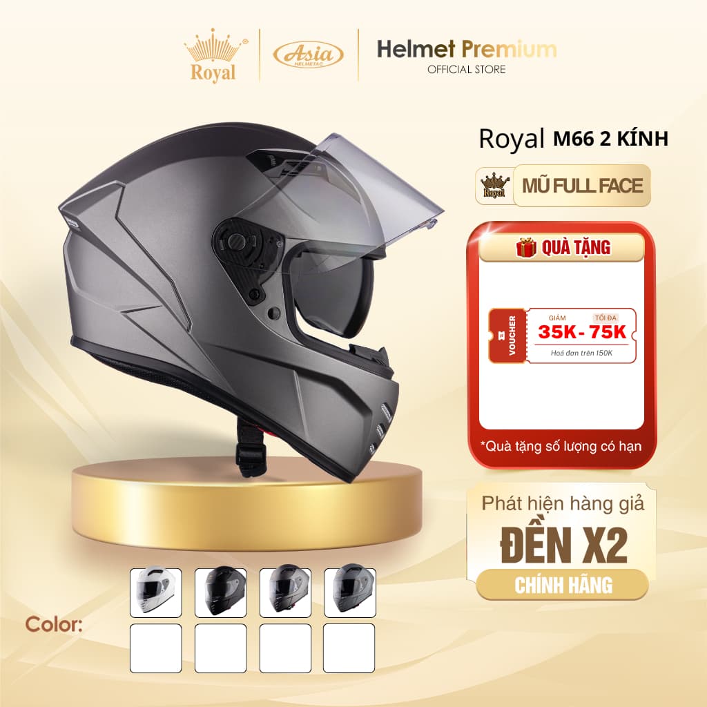 [FULLFACE NEW 2026] Mũ Bảo Hiểm Fullface Royal M66 2 Kính Chính Hãng Nhựa ABS Cao Cấp Fullface Phượt