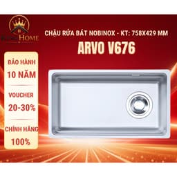 CHẬU RỬA BÁT 1 HỐ NOBINOX ARVO V676 | 76 x 43CM | VÂN VẢI CHỐNG XƯỚC 1