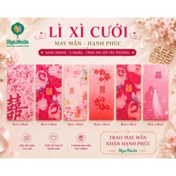 Sét 10 cái / 6 cái Lì Xì Đám Cưới,Bao Lì Xì Đỏ cao cấp may mắn,Song Hỷ,Nạp Tài,bê tráp,Hồng bao Vu Quy Cát Tường 2