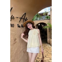 ÁO CỔ YẾM THẮT NƠ CHẤM BI DÁNG BABYDOLL SIÊU XINH cho nữ m6062 5