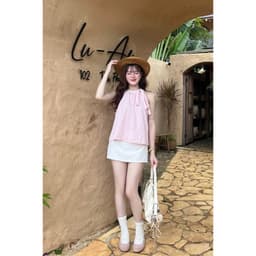 ÁO CỔ YẾM THẮT NƠ CHẤM BI DÁNG BABYDOLL SIÊU XINH cho nữ m6062 9
