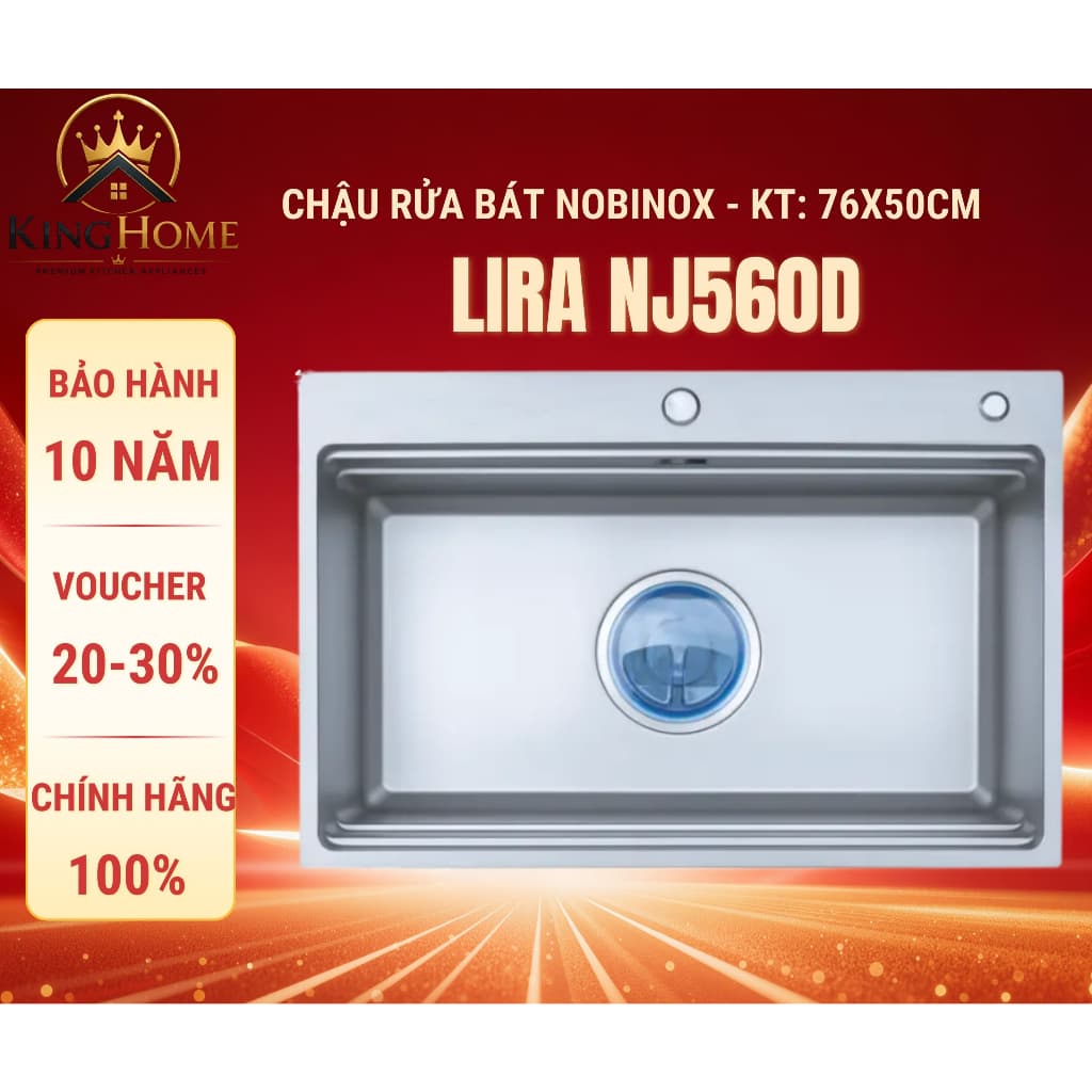 CHẬU RỬA BÁT 1 HỐ NOBINOX LIRA NJ560D | Hàng chính hãng BH 10 NĂM