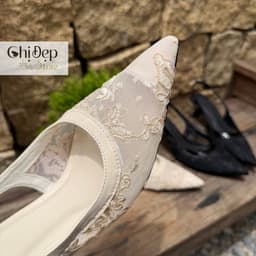 Giày cao gót 7p ren lưới thêu hoa, sandal lưới 5-7p Chị Đẹp Store mã U154 6