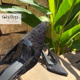 Giày cao gót 7p ren lưới thêu hoa, sandal lưới 5-7p Chị Đẹp Store mã U154 5