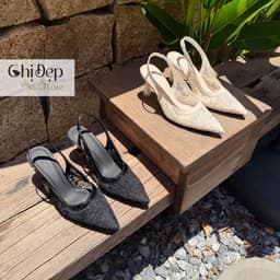 Giày cao gót 7p ren lưới thêu hoa, sandal lưới 5-7p Chị Đẹp Store mã U154 1