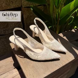 Giày cao gót 7p ren lưới thêu hoa, sandal lưới 5-7p Chị Đẹp Store mã U154 3