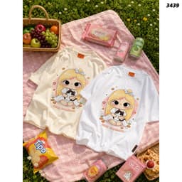 Áo Thun HY KORÉ GIRL MÈO LITTLE HAPPY 3439 Form Rộng Localbrand Oversize Unisex Vải Cotton 75% Nam Nữ Mặc Đẹp 4
