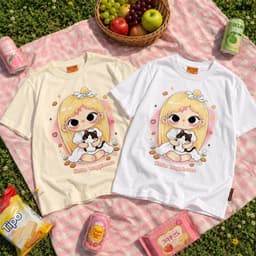 Áo Thun HY KORÉ GIRL MÈO LITTLE HAPPY 3439 Form Rộng Localbrand Oversize Unisex Vải Cotton 75% Nam Nữ Mặc Đẹp 6