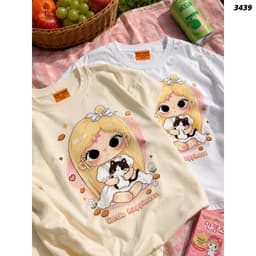 Áo Thun HY KORÉ GIRL MÈO LITTLE HAPPY 3439 Form Rộng Localbrand Oversize Unisex Vải Cotton 75% Nam Nữ Mặc Đẹp 5