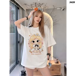 Áo Thun HY KORÉ GIRL MÈO LITTLE HAPPY 3439 Form Rộng Localbrand Oversize Unisex Vải Cotton 75% Nam Nữ Mặc Đẹp 7