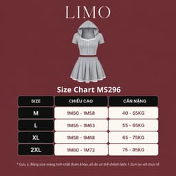Set Đồ Nữ Bigsize Limo Áo Tay Ngắn Có Nón Phối Chân Váy Xòe Ren Form Phong Cách Hàn Quốc MS296 9