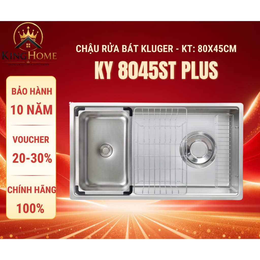 Chậu rửa bát Kluger KY8045ST Plus | Bề mặt trơn SATIN dễ dàng vệ sinh Hàng chính hãng