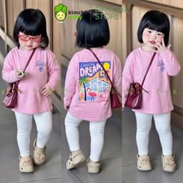 [10-29KG] Bộ Dài Tay Bé Gái Kèm Quần Legging KIMCHIBABY Vải Cotton Cao Cấp 190gsm In Thỏ, Đồ Bộ Thu Đông Cho Bé Mặc Nhà 1