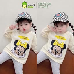 [10-29KG] Bộ Dài Tay Bé Gái Kèm Quần Legging KIMCHIBABY Vải Cotton Cao Cấp 190gsm In Thỏ, Đồ Bộ Thu Đông Cho Bé Mặc Nhà 3