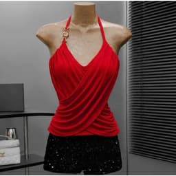 Áo Cổ Yếm Nữ Có Đệm Mút Hai Lớp Phối Tag Cài Xinh Cho Nàng By Chamie Store 3