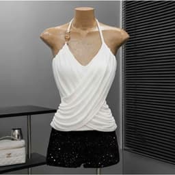Áo Cổ Yếm Nữ Có Đệm Mút Hai Lớp Phối Tag Cài Xinh Cho Nàng By Chamie Store 1