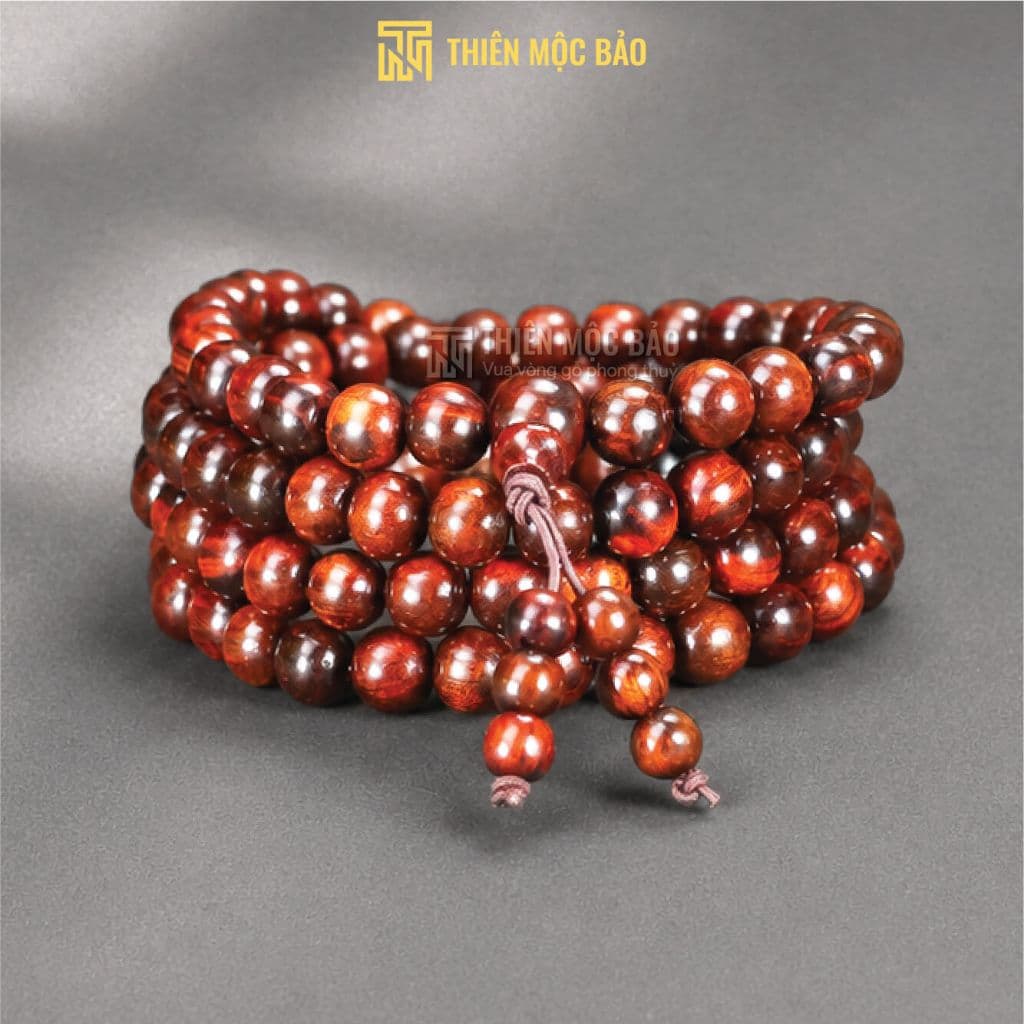 Vòng Gỗ Trắc Đỏ Đen 108 Hạt 6/8mm, Đanh Nặng, Sắc Đỏ Đen Tùy Phôi, Tràng Niệm Phật | Vua Vòng Gỗ