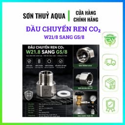 Đầu Chuyển Ren CO₂ W21.8 Sang G5/8 Inox 304 CNC Kèm Gioăng – Chuyển Đổi Ren Bình CO₂ Chuẩn 2