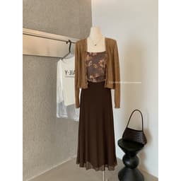 𝐩𝐡𝐢𝐞𝐧 𝐘𝐉𝐈𝐀 | 2372 Set Áo 2 Dây Ren Kèm Khoác Mix Chân Váy Dài 3