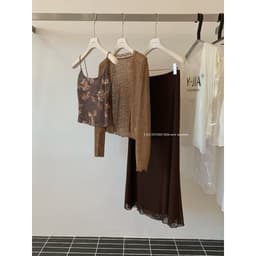 𝐩𝐡𝐢𝐞𝐧 𝐘𝐉𝐈𝐀 | 2372 Set Áo 2 Dây Ren Kèm Khoác Mix Chân Váy Dài 2