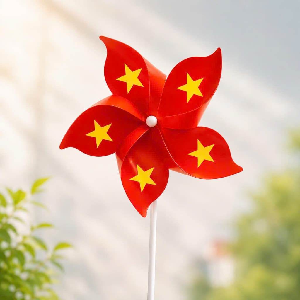 Sét 20 cái/10 Chong chóng CỜ ĐỎ SAO VÀNG TÔI YÊU VIỆT NAM cầm tay,treo dây trang trí lớp học,khai giảng,quốc khánh 2/9