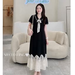 <Đầm Bầu Quynhanhhouse> (QC) Váy mongtoghi chân ren nơ ngực QC5238 freesz 1