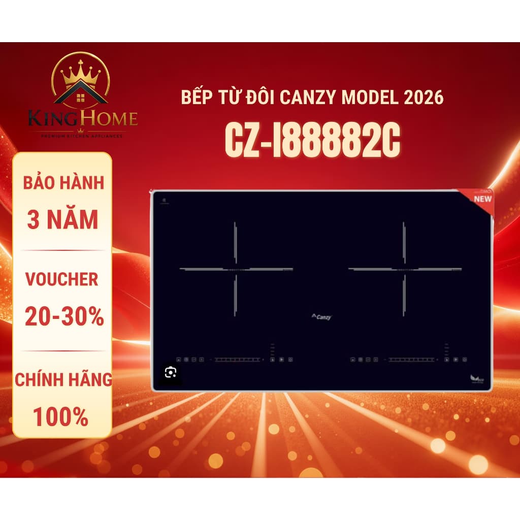Bếp từ đôi Canzy I88882C | Model mới nhất 2026 | Sôi liu riu | Hàng chính hãng