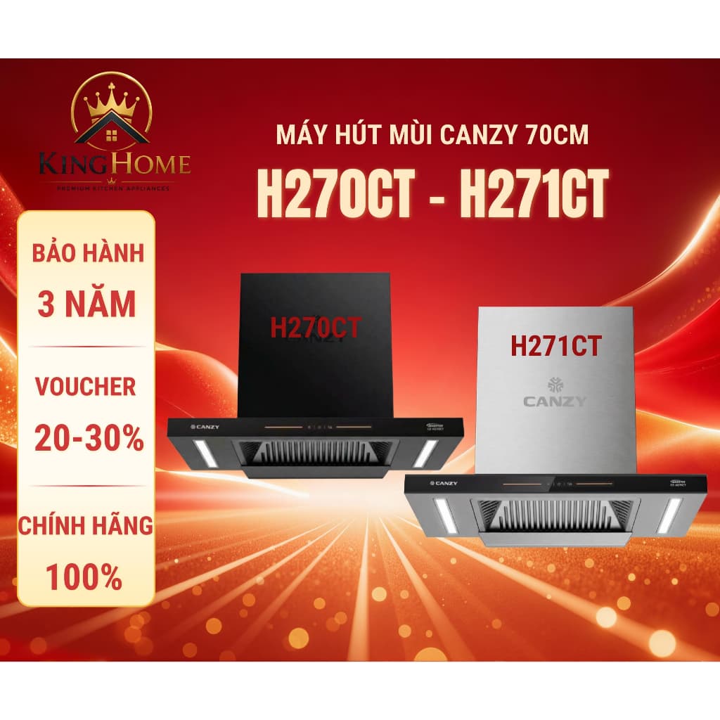 Máy hút mùi CANZY H270CT | Tự động làm sạch | Bảo hành 2 năm