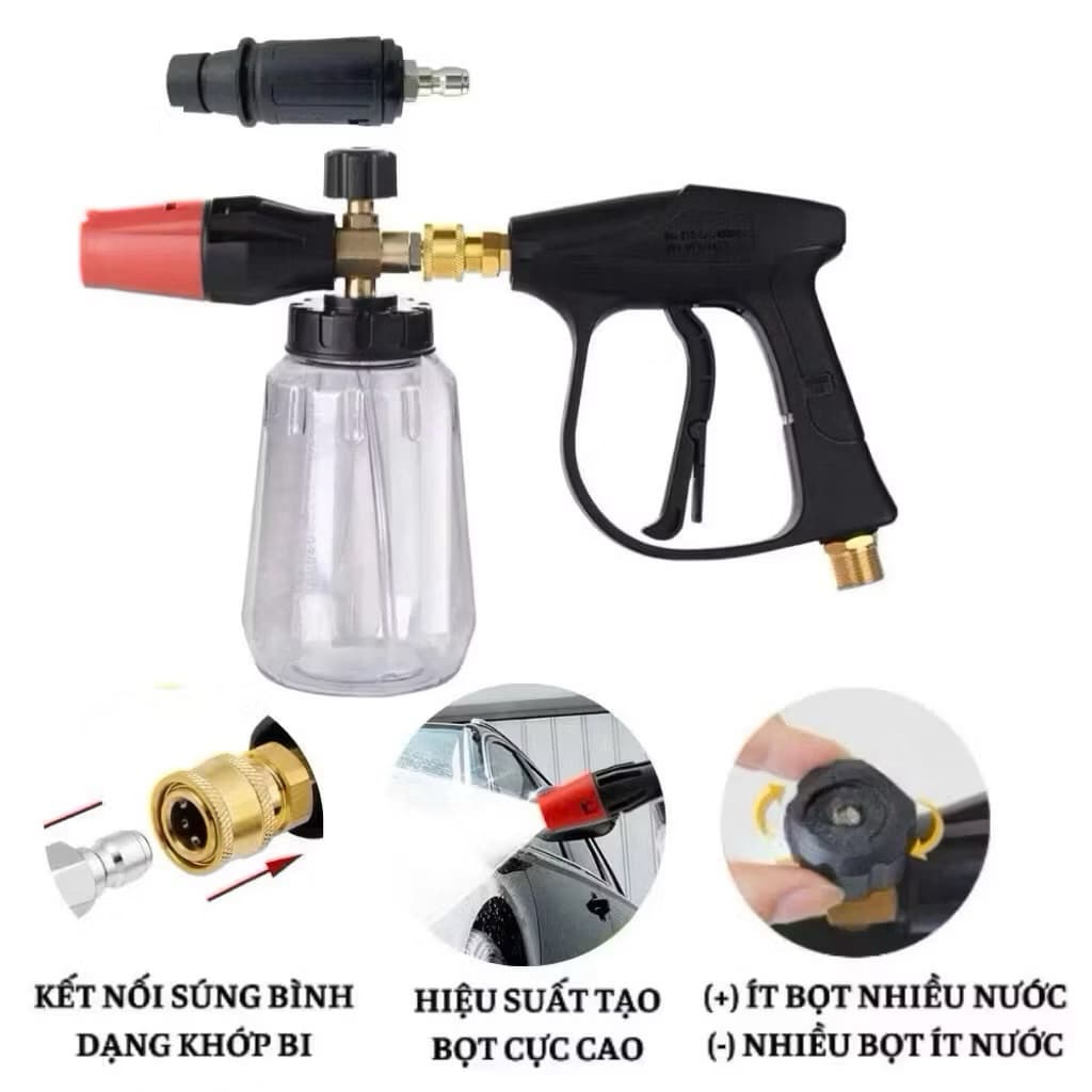Bình Tạo Bọt Tuyết Máy Rửa Xe 1 Lít ( Bình Mỏ Đỏ )