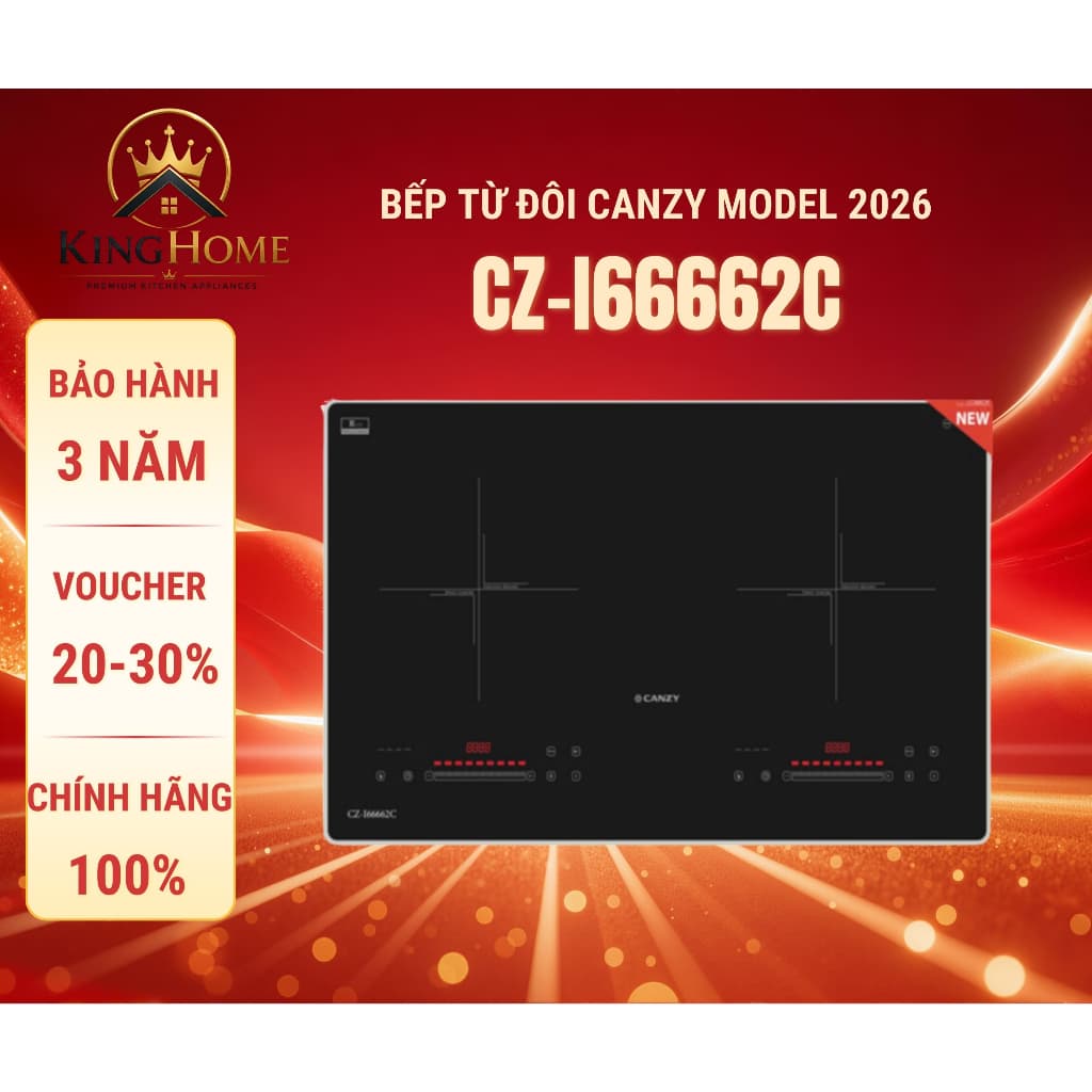 Bếp từ đôi CANZY I66662C | Model 2026 |  Biến tần inverter sôi liu riu | Hàng chính hãng