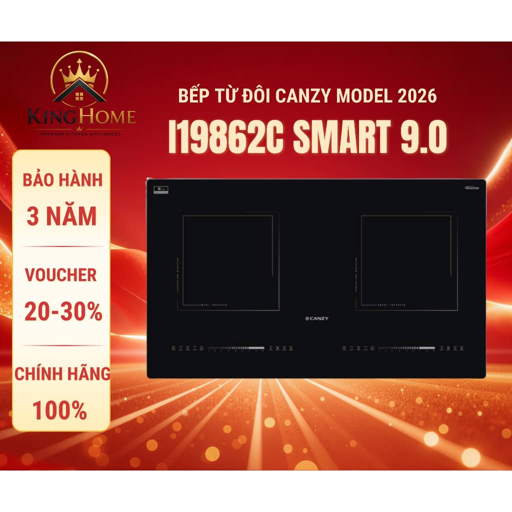 Bếp từ đôi model mới nhất 2026 | Bếp từ CANZY I19862C SMART SR 9.0 | Bếp từ Inverter | Quạt siêu êm