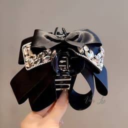 Kẹp tóc càng cua nơ lụa đính đá pha lê sang trọng phong cách Hàn Quốc Đồ xinh Vân Lee - MS070 1