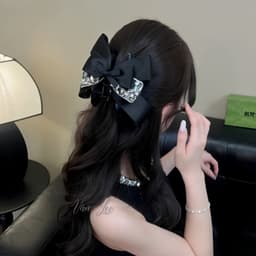 Kẹp tóc càng cua nơ lụa đính đá pha lê sang trọng phong cách Hàn Quốc Đồ xinh Vân Lee - MS070 3