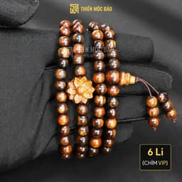 Vòng Gỗ Bách Xanh 108 Hạt 6/8mm Chìm Nước VIP Gỗ Già Thơm Đậm Mix Hoa Sen Tinh Tế | Vua Vòng Gỗ 4