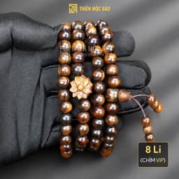 Vòng Gỗ Bách Xanh 108 Hạt 6/8mm Chìm Nước VIP Gỗ Già Thơm Đậm Mix Hoa Sen Tinh Tế | Vua Vòng Gỗ 5