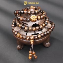 Vòng Gỗ Bách Xanh 108 Hạt 6/8mm Chìm Nước VIP Gỗ Già Thơm Đậm Mix Hoa Sen Tinh Tế | Vua Vòng Gỗ 9