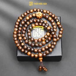 Vòng Gỗ Bách Xanh 108 Hạt 6/8mm Chìm Nước VIP Gỗ Già Thơm Đậm Mix Hoa Sen Tinh Tế | Vua Vòng Gỗ 7