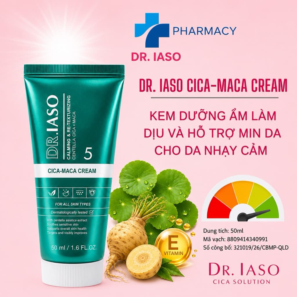 Kem dưỡng ẩm IASO DR. IASO Cica-Maca Cream Kem Dưỡng Ẩm Làm Dịu - KEM DƯỠNG ẨM Dr. IASO Kem Cica Maca Cream D34