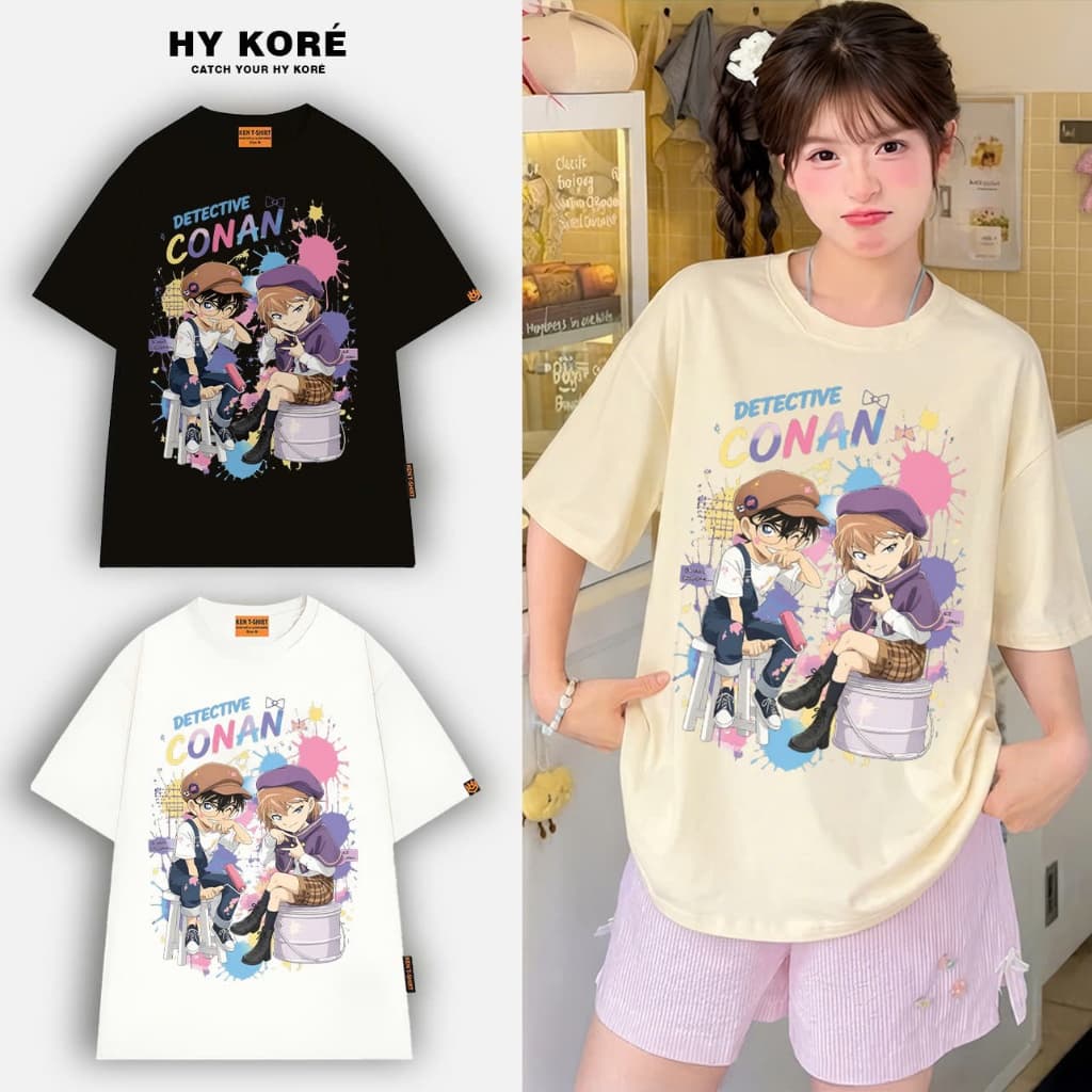 Áo Thun HY KORÉ Conan Haibara Paint 2228 Form Rộng Localbrand Oversize Unisex Vải Cotton 75% Nam Nữ Mặc Đẹp