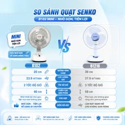 Quạt bàn mini, quạt để bàn B102 senko nhỏ gọn cắm điện công xuất 28W 2 cấp độ gió chính hãng 6