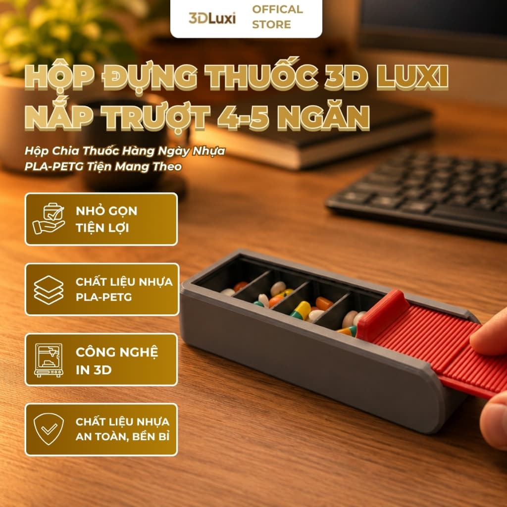 Hộp Đựng Thuốc Tiện Dụng 3DLUXI, Sắp Xếp Thuốc Gọn Gàng, Dễ Mang Theo Khi Đi Du Lịch, In Từ Nhựa PLA/PETG An Toàn