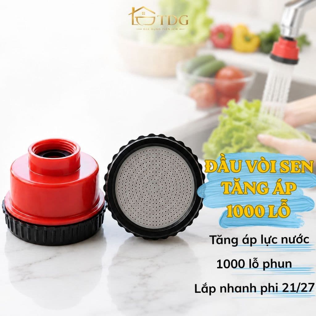 Đầu vòi sen tăng áp lực nước nhựa 1000 lỗ TDG đầu vòi phun tia siêu mịn tiết kiệm nước HH606