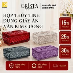 HỘP THỦY TINH ĐỰNG GIẤY ĂN VÂN KIM CƯƠNG CRISTA HOME 60250 -  ĐIỂM NHẤN TINH TẾ CHO MỌI KHÔNG GIAN 1