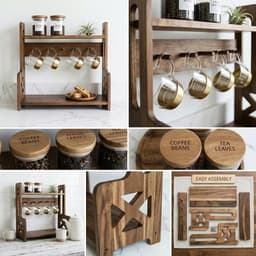 Kệ Treo Ly Gỗ 7COOKS 2 Tầng Có Móc Treo – Decor Góc Cà Phê, Bàn Trà, Khắc Tên Miễn Phí 5