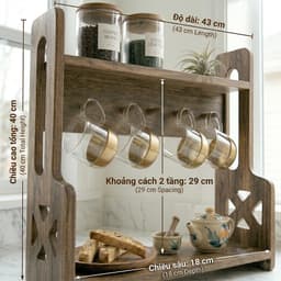 Kệ Treo Ly Gỗ 7COOKS 2 Tầng Có Móc Treo – Decor Góc Cà Phê, Bàn Trà, Khắc Tên Miễn Phí 6