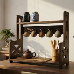 Kệ Treo Ly Gỗ 7COOKS 2 Tầng Có Móc Treo – Decor Góc Cà Phê, Bàn Trà, Khắc Tên Miễn Phí 4